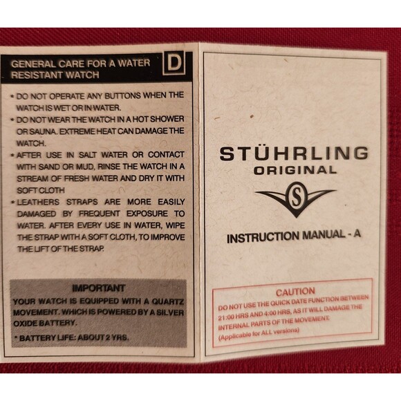 Stuhrling Men's Skeleton Watch w Box w/ 2 Leather Bands New Old Stock - Picture 6 of 12